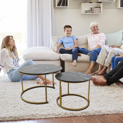 Coffee Table Set Minimalist Modern Nesting Round Center Table for Living Room Apartment Balcony Yard