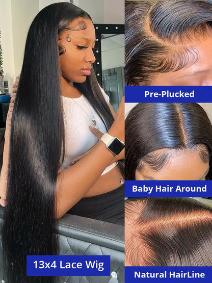 Vietnamese Raw 13X4 Lace Front Wigs For Black Women Remy 30 40 Inch Pre Plucked Bone Straight Human Hair Wigs 13X6 Hd Lace Frontal Wigs