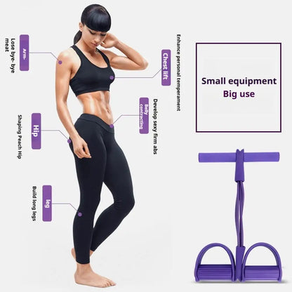 Fitness Resistance Bands-4 Tube Pedal Ankle Puller - Sit Up Leg Stretch Rope Exercise Bands , Stretching Workout Fitness Bands