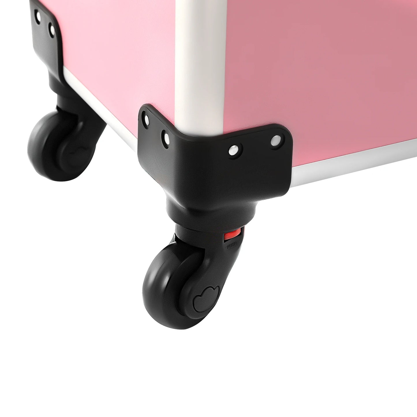 Rolling Makeup Train Case,Cosmetic Trolley with Keys,Hairdressing Travel Case,Large Capacity Trolley Makeup Box,Pink/Black