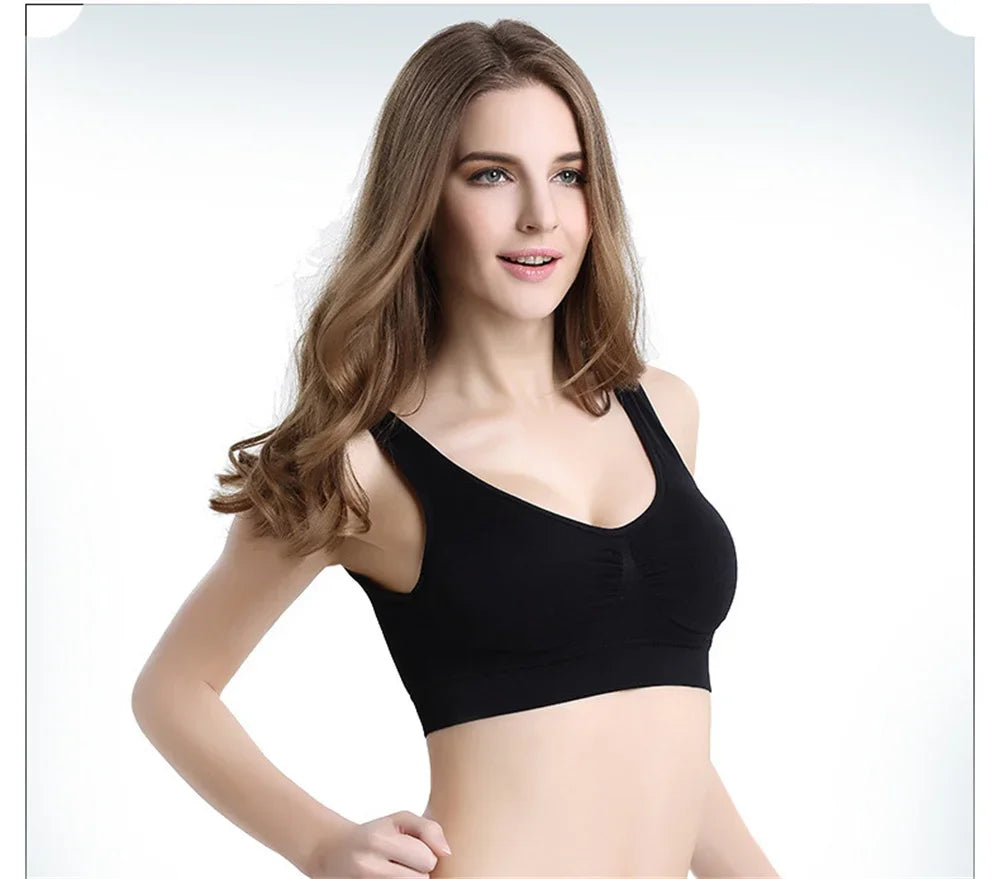 Seamless Bra For Women Crop Top Black Vertical Stripe Breathable Sports Bra Fitness Tube Tops Yoga Underwear Sports Bra