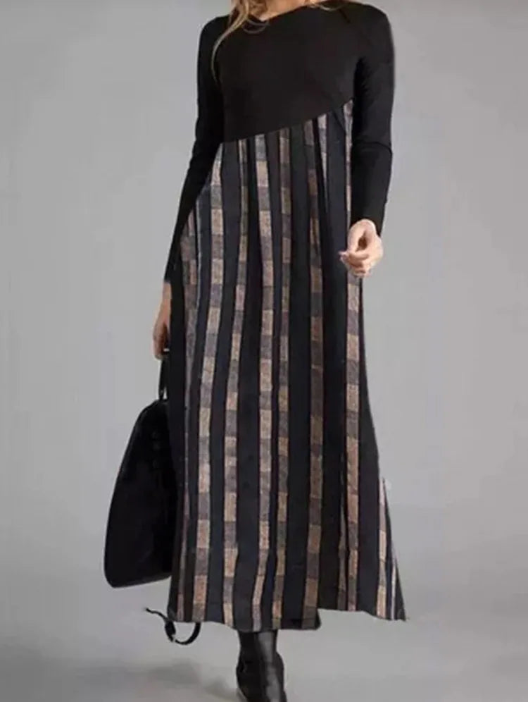 Vintage Women Long Dress V-Neck A-Line Dress 2024 Autumn Elegant Long Sleeves Slim Party Dresses Ladies Casual Loose Vestidos