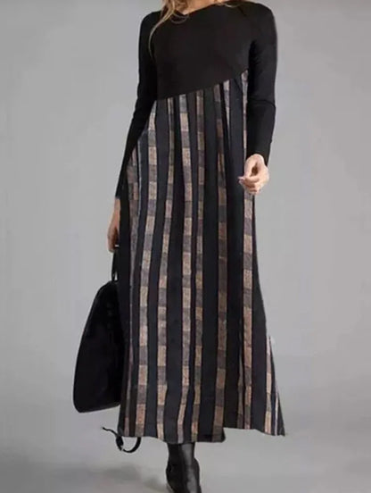 Vintage Women Long Dress V-Neck A-Line Dress 2024 Autumn Elegant Long Sleeves Slim Party Dresses Ladies Casual Loose Vestidos