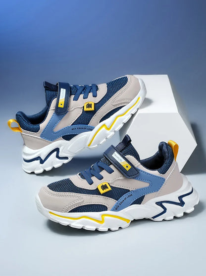 Kid Sneakers Sport Shoes for Boys Fashion Leather Children Breathable Mesh Comfort Shoes Casual Walking Outdoor Running Shoes