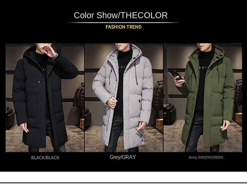 Cotton jacket men's winter thick medium long style men's decoration body trend business cotton jacket men's coat