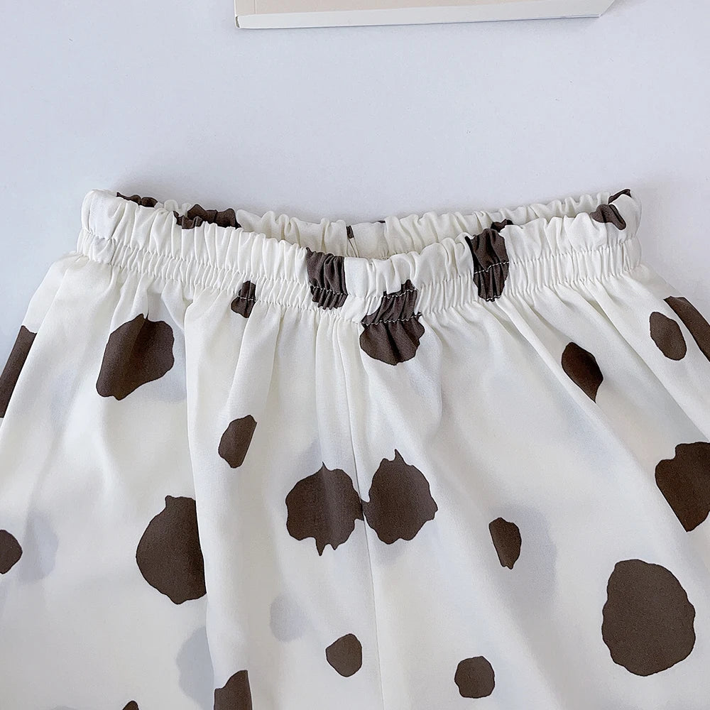Bear Leader Girls' Set 2026 New Summer Solid Ruffled Top+Polka Dot Pants Set Fashion Baby Set Girl Baby Casual Sleeveless Set