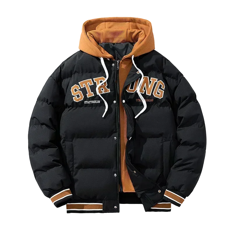 Youth Jacket Men's Zipper New Jacket Streetwear Windproof Fashion Jacket Hooded Parkers Winter Thick Thermal Cotton Coat Men's