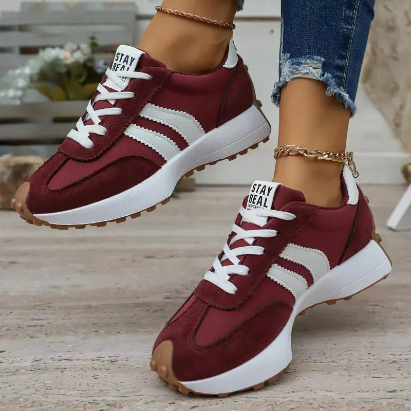 2026 Spring Retro Platform Women's Sneakers Summer Casual Patchwork Leather Sneakers Women's Outdoor Casual Comfort Shoes