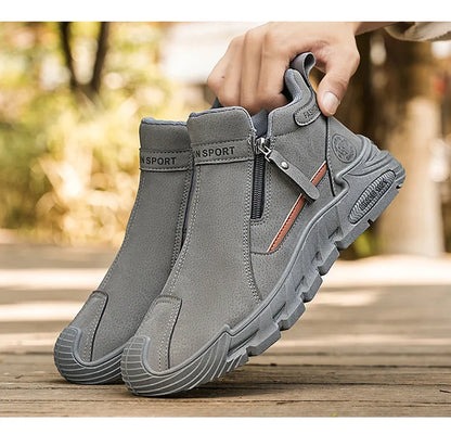 Men's High-Cut Casual Sports Shoes Anti-Slip Wear-Resistant Ankle Boots Outdoor Workwear Footwear for Comfortable Walking