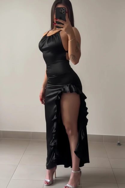 2024 Europe and the United States explosive new cross-border dress summer senior sense Y2K sexy halter Spice Girl dress