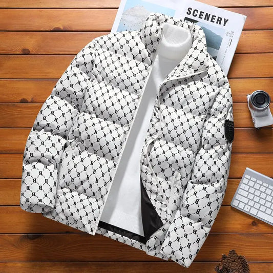 Autumn/Winter Fashion Trend Printed Large Size Coat Men's Casual Relaxed Comfortable High Quality Cotton-Padded Jacket