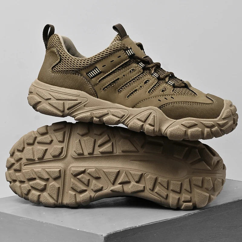 Retro Style Men's Outdoor Hiking Shoes Durable Waterproof Trekking Sneakers Non-Slip Sole Trainers Male Mountain Travel Footwear