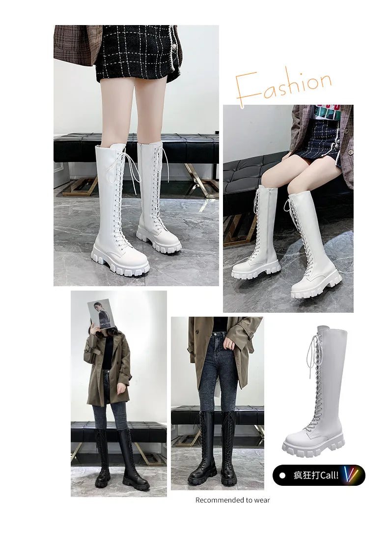 High Boots for Women 2025 New Women's Boots Fashion Womens Casual Shoes Wear-resistant Non-slip Women Platform Shoes Botas Mujer