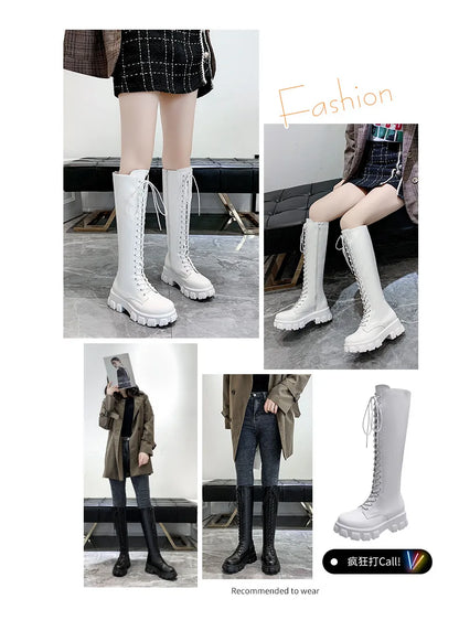 High Boots for Women 2025 New Women's Boots Fashion Womens Casual Shoes Wear-resistant Non-slip Women Platform Shoes Botas Mujer