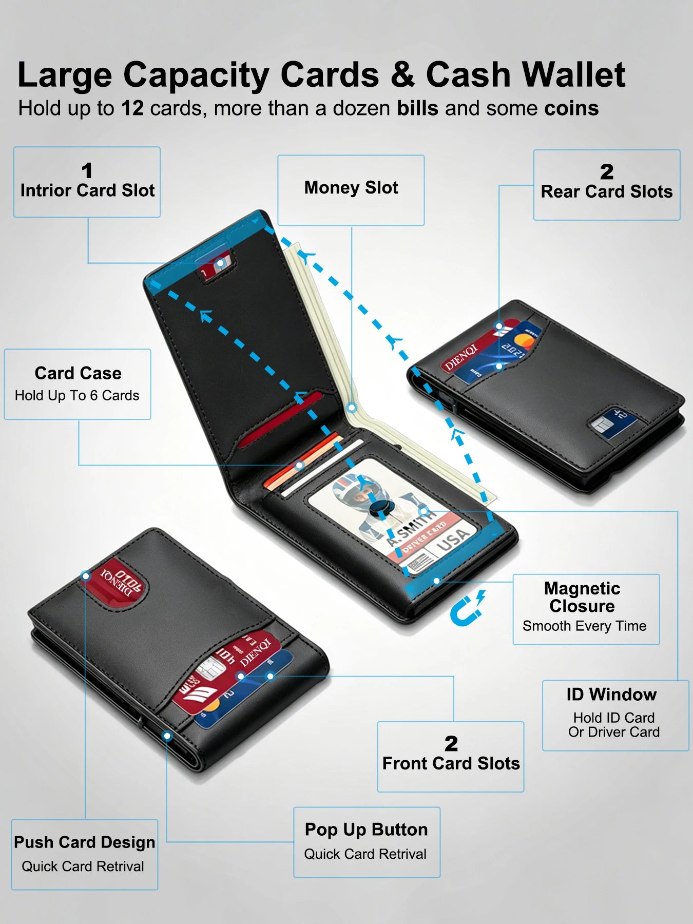 Luxury Brand Mens Wallets Money Bag RFID Bank Credit Card Holder Case Purse Carbon Fiber Leather Bifold Wallets for Men Carteras