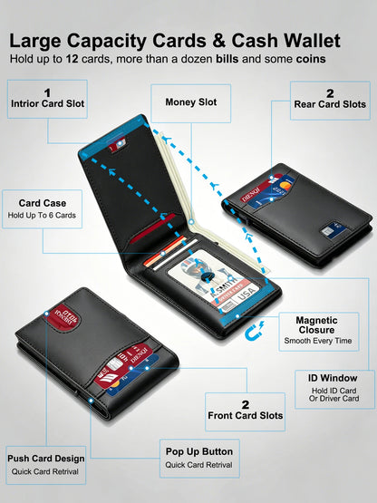 Luxury Brand Mens Wallets Money Bag RFID Bank Credit Card Holder Case Purse Carbon Fiber Leather Bifold Wallets for Men Carteras