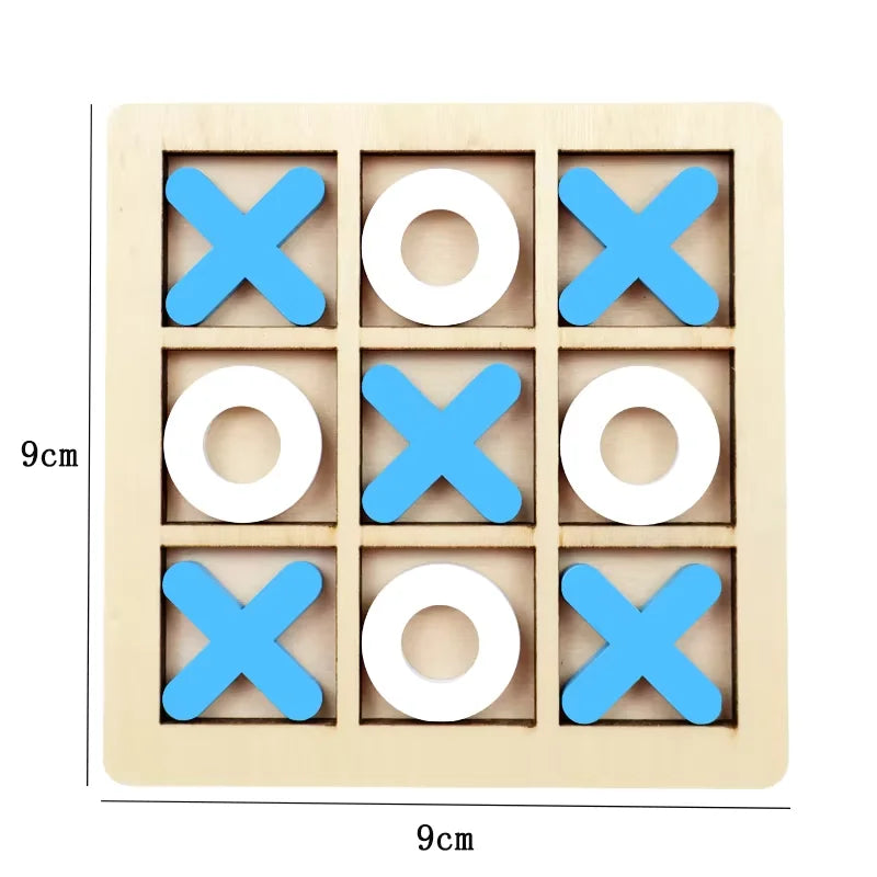 Montessori Chess Play Jigsaw Toy Game Wooden XO Tic Tac Toe Game Interaction Puzzles Training Brain Learning Early Education Toy