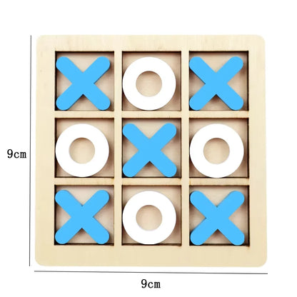 Montessori Chess Play Jigsaw Toy Game Wooden XO Tic Tac Toe Game Interaction Puzzles Training Brain Learning Early Education Toy