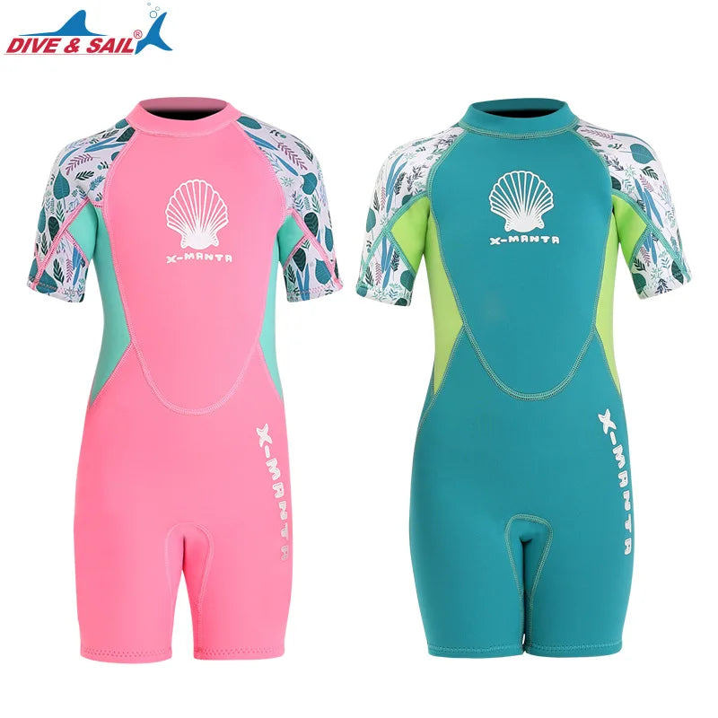 New Jellyfish Neoprene Children Diving Suit Swimwear Girls Short Surfing Swimsuit Wet Suit for Girl Bathing Suit Wetsuit