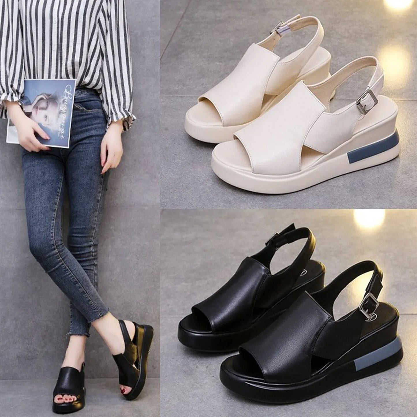 Summer Wedge Platform Sandals Fashion Retro Romen Beach Shoes Ladies Casual Peep Toe Soft Comfortable Sandalias De Mujer