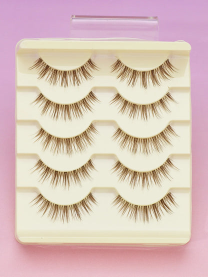 Christmas new 5 Pairs Brown Lashes 3D Mink  Natural Long False Eyelashes Dramatic Volume Fake Lashes Makeup Eyelash Extension