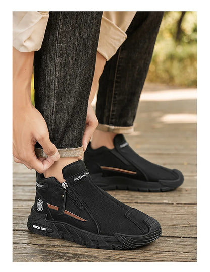 Men's High-Cut Casual Sports Shoes Anti-Slip Wear-Resistant Ankle Boots Outdoor Workwear Footwear for Comfortable Walking