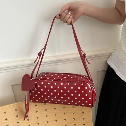 Women's Polka Dot Shoulder Bag New Niche Design Underarm Bag Commute Crossbody Bag High Appearance Fashion Bag
