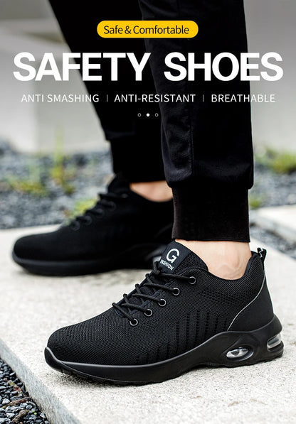 Air Cushion Work Safety Shoes For Men Women Breathable Work Sneakers Steel Toe Shoes Anti-puncture Safety Protective Shoe