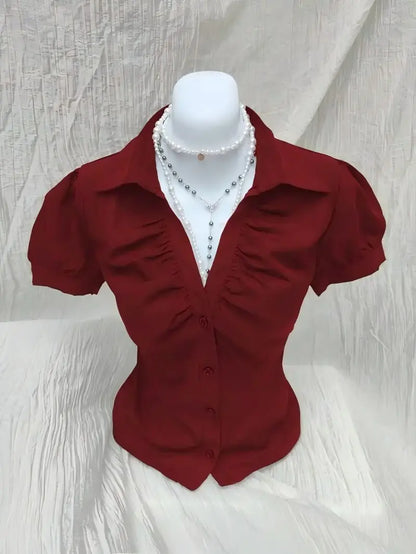 Vintage Aesthetic Women Personality Y2K Slim Clothing Fashion Shirts Harajuku Short Sleeve Tops Female Hot Classic Casual Tee