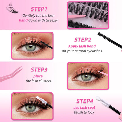 Double-Ended Eyelash Glue Adhesive and Sealing Suitable for DIY Group Eyelashes Eyelash Glue Eyelash Curler Brush Kit Makeup