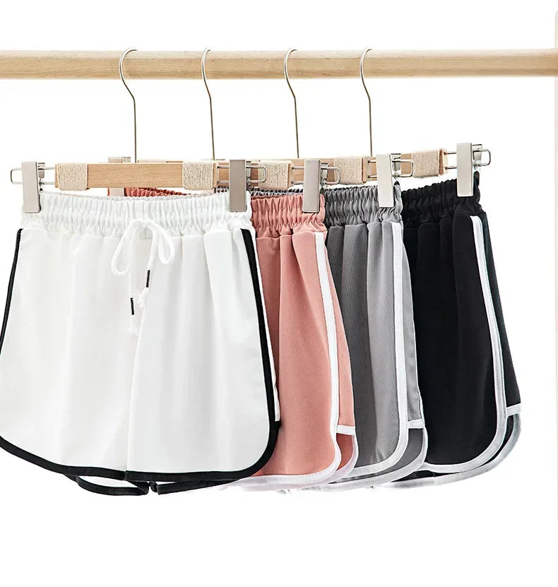 Women Striped Casual Shorts Korean Harajuku Loose All Match Sports Shorts Summer Fashion Simple Yoga Thin Mini Shorts Female