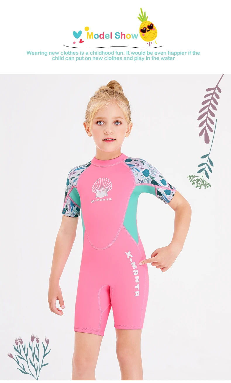 New Jellyfish Neoprene Children Diving Suit Swimwear Girls Short Surfing Swimsuit Wet Suit for Girl Bathing Suit Wetsuit