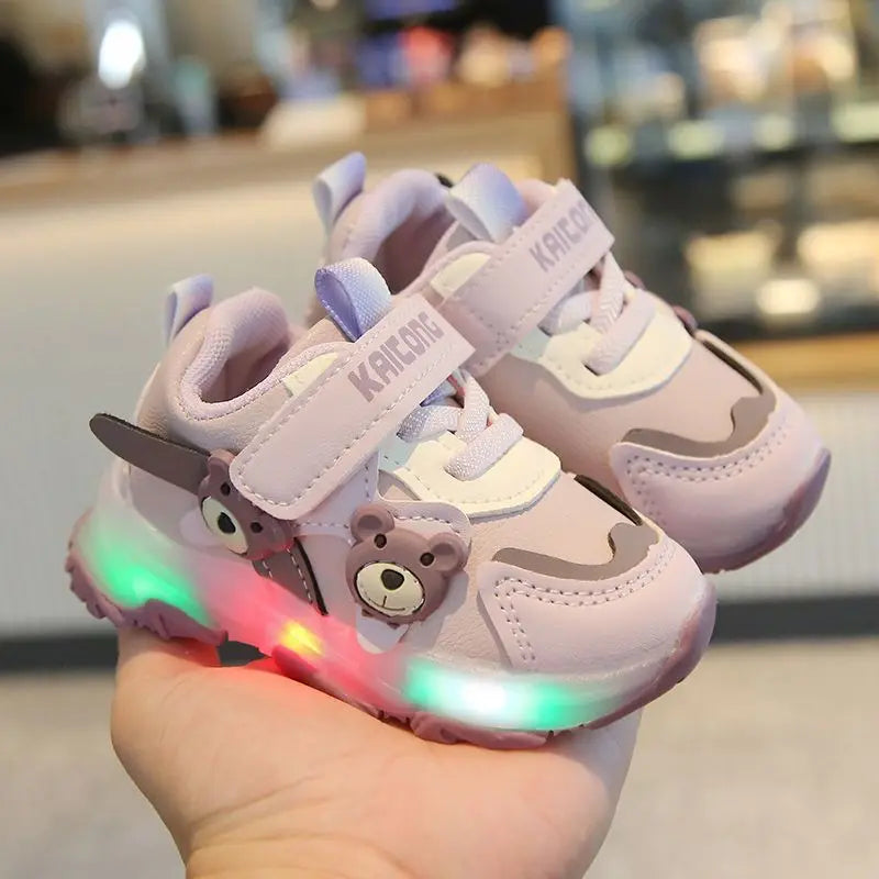 Kid Sports Shoes 2025spring New0-3y Soft Sole Baby Shoe Kid Walking Shoe Breathable Boy Shoes Anti Slip  Illuminated Gril Shoes