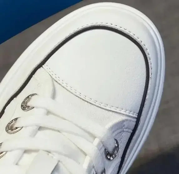 Vulcanized Platform Sneakers Wedge Shoes Non-slip Casual Shoes Women 2025 Autumn Lace-up Comfort Denim Canvas Shoes Thick Sole