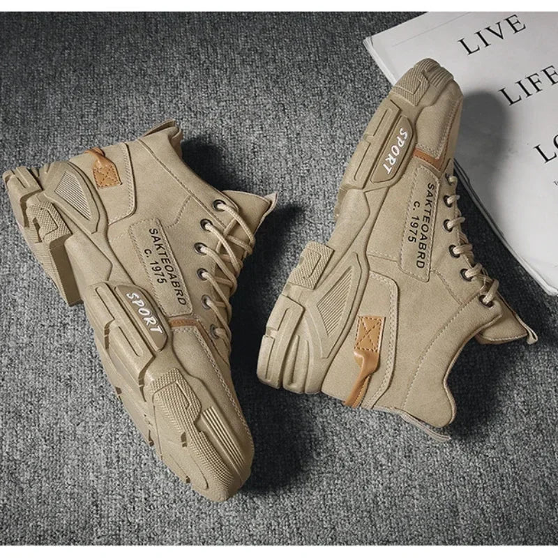 Shoes Man High Top Boots Comfort Botas Outdoor Fashion Desert Shoes Men's Platform Work Boot Wear-resistant Hiking Boot