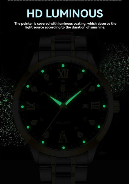 RUIGE Fashion Men's Watch Roman Scale Minimalist Men's Famous Watch Night Glow Waterproof Trendy Watch
