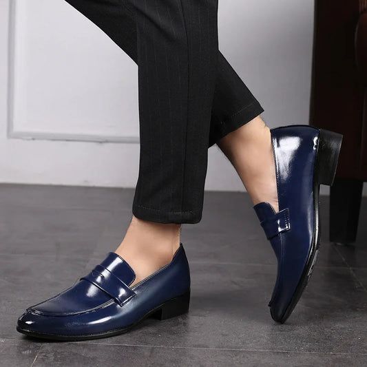 Men's Shoes Loafers Dress Man British Casual Single Leather Small Square Toe Mens Genuine Shoe Formal Black Elegant Good Quality