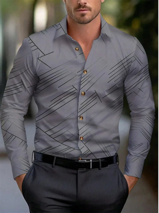Men's long-sleeved shirt casual shirt fashion 2024 new 16 colors optional popular business oversized men's clothing