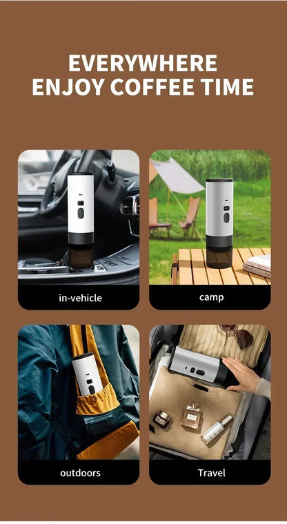 Portable Electric Coffee Maker 3-in-1 Capsule Coffee Grinder Travel Coffee Maker with Cordless Heating for Car and Home Camping
