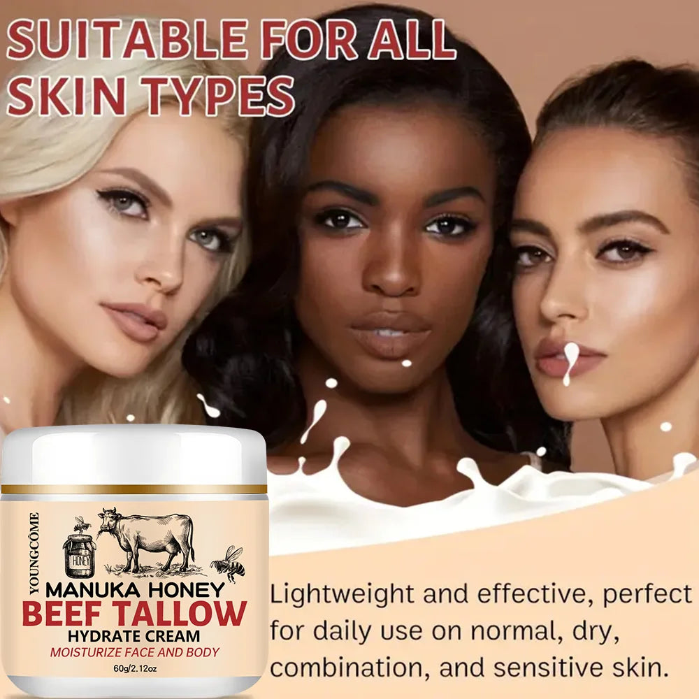 Manuka Honey Beef Tallow Face Cream Moisturiser Facial Anti Aging Skin Care Repair Fade Fine Line Wrinkle Remover Face Cream