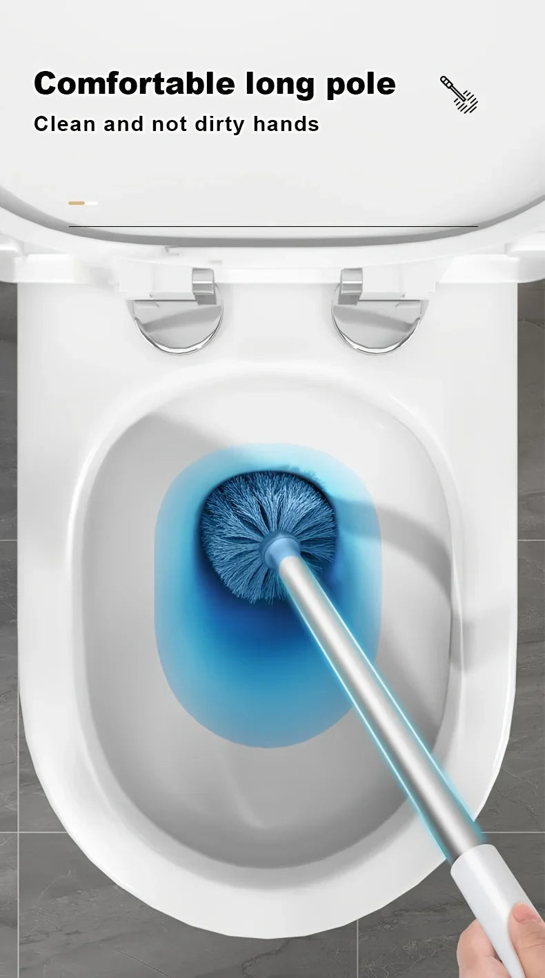 Toilet Brush Set With Holder, Wall Mounted Long Handle Toilet Brush Flexible Toilet Brush Bathroom Brush Cleaning Tools