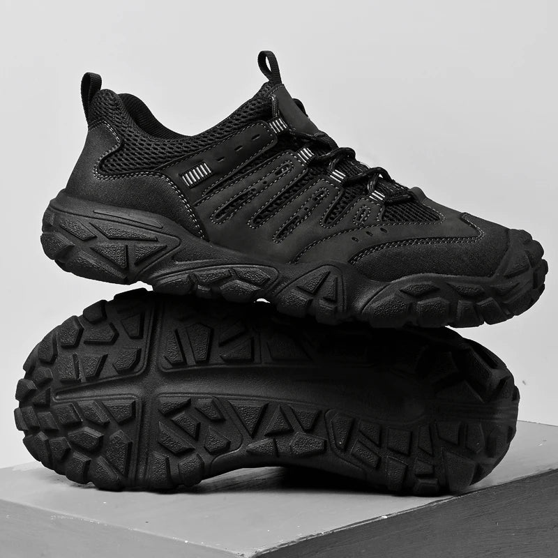 Retro Style Men's Outdoor Hiking Shoes Durable Waterproof Trekking Sneakers Non-Slip Sole Trainers Male Mountain Travel Footwear