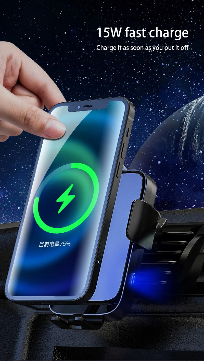Wireless Car Charger Stand Automatic Fast Charging Station For iPhone 15 14 13 12 Samsung Z Flip Fold Xiaomi Phone Holder Mount