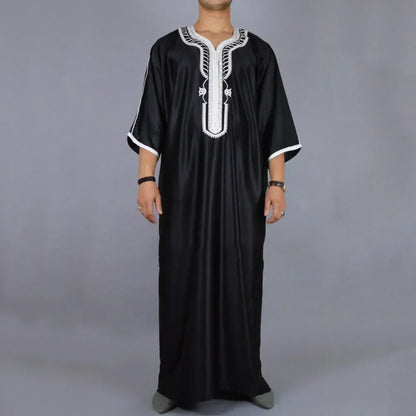 New 2025 Traditional Muslim Clothing Eid Middle East Jubba Thobe Men Thobe Arab Muslim Robes with Long Sleeves Gifts for Husband