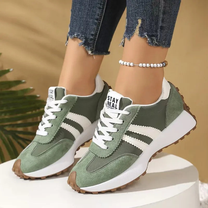 2026 Spring Retro Platform Women's Sneakers Summer Casual Patchwork Leather Sneakers Women's Outdoor Casual Comfort Shoes