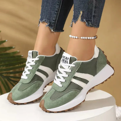2026 Spring Retro Platform Women's Sneakers Summer Casual Patchwork Leather Sneakers Women's Outdoor Casual Comfort Shoes