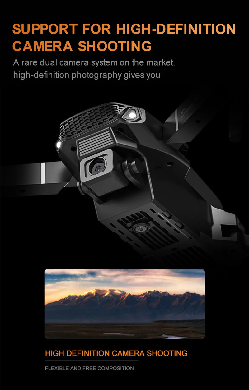 E88 ProIntelligent Folding Drone Supports single/Dual Camera Switching 4KPicture Quality+Wide-angle Shooting WiFiDirect Real-Tim