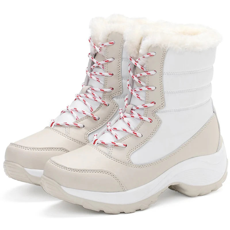 Women's Boots Women Heels Boots For Winter Shoes Woman Keep Warm Fur Botas Mujer 2025 Snow Boots Platform Shoes White Black Boot