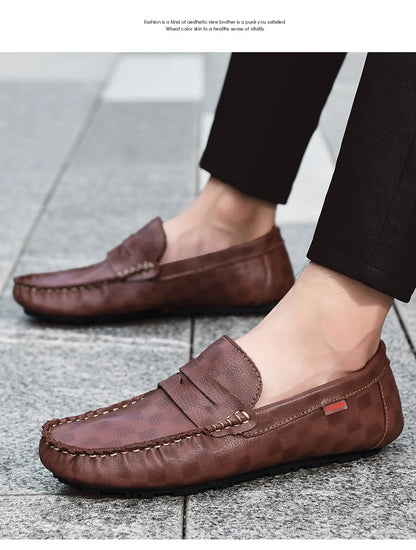 Men Shoes Casual Leather Mens Loafers Moccasins Designer Slip on Boat Shoes High Quality Chaussure Homme Plus Size 38-47