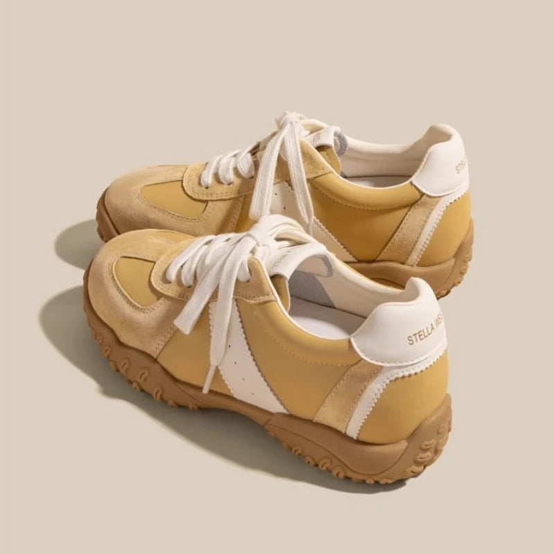 7cm Women Height-increasing Sneakers Breathable Running Casual Sport Vulcanized Sneakers Shoes for Women Sports Yellow Shoes